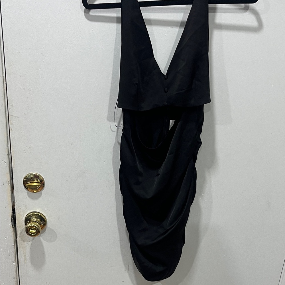 Zara Black Draped Halter Dress
